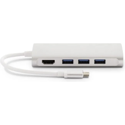 LMP USB-C mini Dock 8-port: HDMI, 3x USB 3.0, Ethernet, SD-MicroSD, USB-C charging Silver (bm1015)