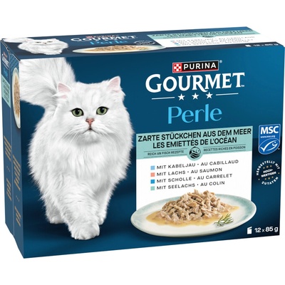 Gourmet Perle Gravy delight 24 x jemné kúsky z mora v omáčke 4 druhy 85 g