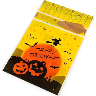 Sáček s atlasovou stuhou Halloween 15x22,5 cm, malé, 2 žlutá černá