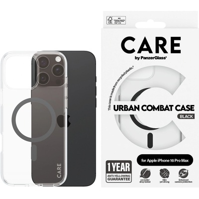 Panzer Калъф CARE - Urban Combat Black MagSafe, iPhone 16 Pro Max, прозрачен (5715685004148)