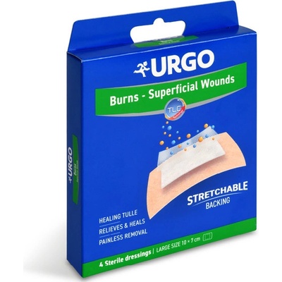 Urgo Burns Waterproof Lipidokoloidná náplasť na popáleniny 10 x 7 cm 4 ks
