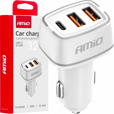 Nabíječka do auta 2x USB-A + USB-C 32W 12/24V AMiO-03890 – Zboží Živě