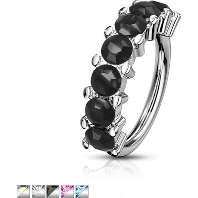 Šperky eshop piercing z oceli do nosu ucha a obočí kroužek s barevnými krystaly O08.03 Růžová P