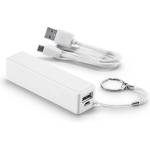 hi!de Външна батерия, 2000 mAh, с USB порт, с ключодържател, бяла