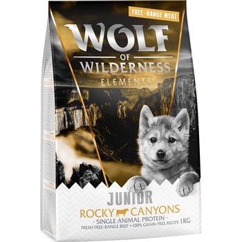 Wolf of Wilderness 5х1кг Junior Rocky Canyons Wolf of Wilderness, суха храна за кучета с говеждо