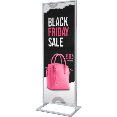 Jansen Display Plakátový stojan Decor s klaprámem 2xA1, stříbrný
