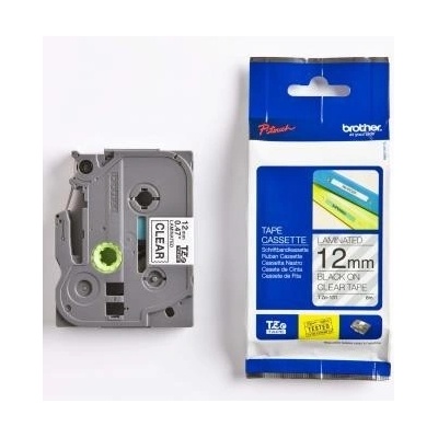 Brother TZ-131 / TZe-131, 12mm x 8m, черен печат / прозрачен субстрат, оригинална лента (TZE131)