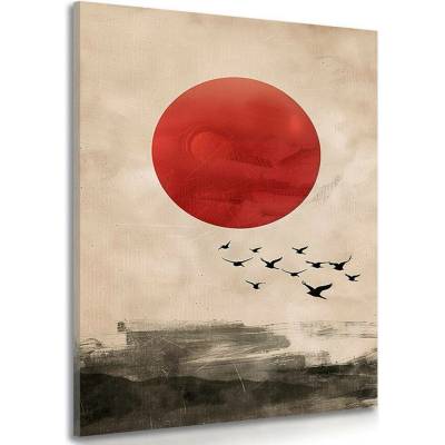 Obraz japandi kouzlo červeného měsíce - 30x40