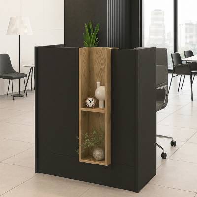 TopMebel Меламинов приемен плот Bonveno - рецепция в антрацит - сепет дъб 90x43.2x110см