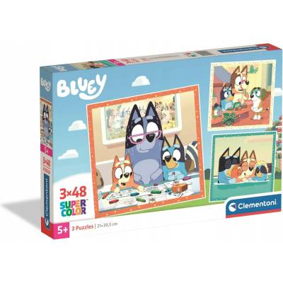 Clementoni Детски пъзел Clementoni от 3 x 48 части - Блуи (25003)