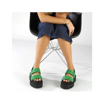 Buffalo Flora Ts Quilt dámske sandále na platforme zelená