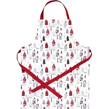 Scanquilt zástěra Dekoro Polární Domky bíločervená