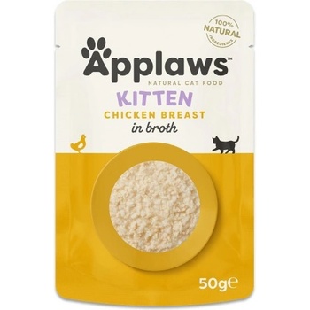 Applaws Kitten Chicken Breast with Salmon in Broth - пилешко филе в бульон за подрастващи котенца, 50 гр 8042