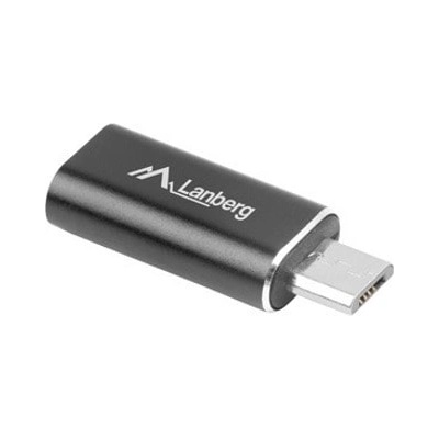Lanberg Преходник Lanberg AD-LM-UM-01, от micro USB(м) към Lightning(ж), черен (AD-LM-UM-01)