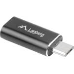 Lanberg Преходник Lanberg AD-LM-UM-01, от micro USB(м) към Lightning(ж), черен (AD-LM-UM-01)