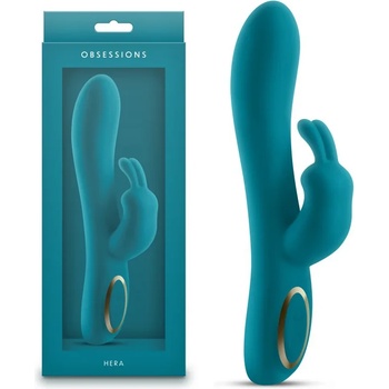 Image 1 of Вибратор с клитор стимулатор, зайче, 21, 2см. - Obsessions Hera Dark (NSTOYS1116)