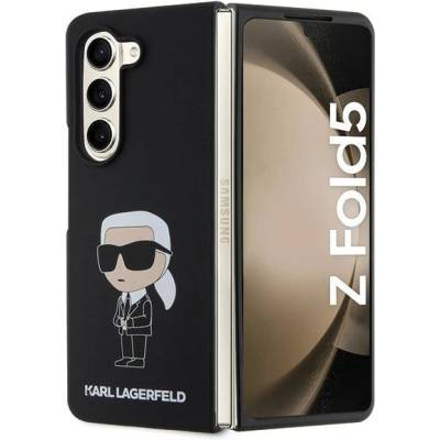 KARL LAGERFELD Кейс Karl Lagerfeld KLHCZFD5SNIKBCK за Samsung Galaxy Z Fold5, твърд, черен / черен, Silicone Ikonik (3666339174064)