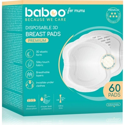 Baboo Ultra Slim Disposable Pads jednorazové vložky do podprsenky 60 ks