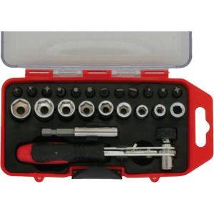 BOLTER Тресчотка bolter 1/4" с вложки и накрайници - комплект 23 части (xg53283)