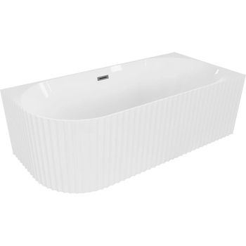 Mexen Gia право релефна свободностояща ъглова вана 170 x 80 cm, бял гланц, преливник оръжеен сив мат - 52701708000P-66 (52701708000P-66)