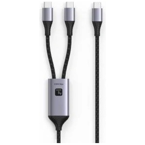 Techly Double USB-C Cable 100W 2x USB-C for Fast Charging PD QC PPS