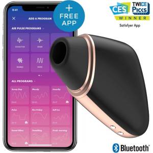 Satisfyer Love Triangle - вибратор за клитор с вълни от въздух, управляван чрез приложение (черен)
