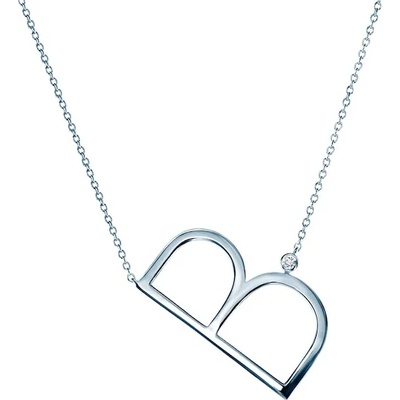 SAVICKI Колие с буква B: сребро. бял сапфир