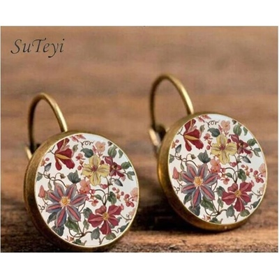 Prosperk náušnice z pryskyřice mosazné s květinami S1163