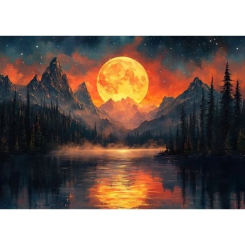 Norimpex - Puzzle Diamant painting: Golden moon in the mountains 30x40cm - 1 - 39 piese