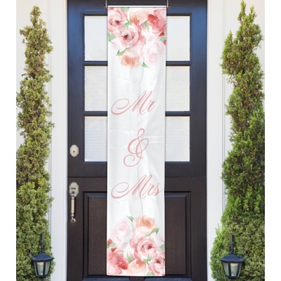 Folat Banner svatební Mr & Mrs s růžemi, 180 cm