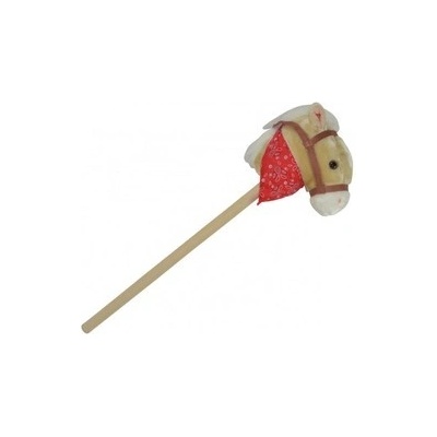 Kůň na tyči plyš 80cm na baterie se zvukem Teddies béžový v sáčku