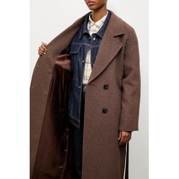 ANSWEAR Вълнено палто Answear. LAB в кафяво преходен модел с двуредно закопчаване (WA24.KPD006)