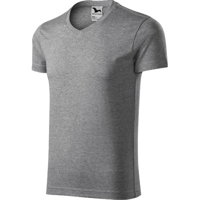 Malfini pánské tričko Slim Fit V-neck Tmavě šedý melír