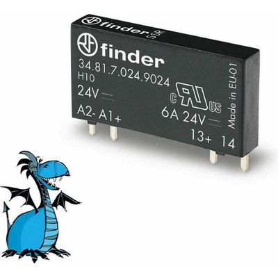 Úzké relé, DIN/PS, 1Z/24V DC/6A, 24V DC, SSR FINDER 34.81.7.024.9024