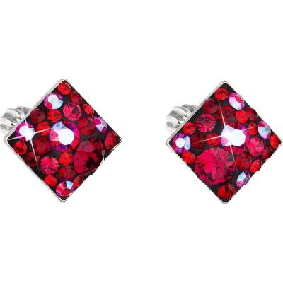 Pavona Stříbrné náušnice pecka s krystaly Swarovski červený kosočtverec 31169.3 cherry