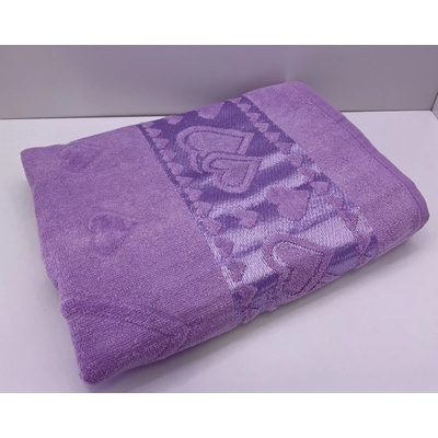 TiaHome Žakarový uterák svetlo fialový srdiečko 50x90cm