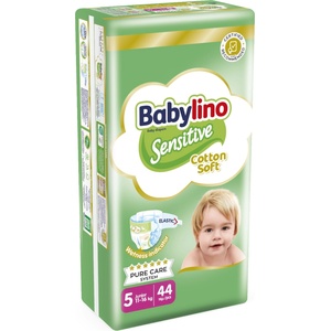Babylino Бебешки пелени Babylino - Sensitive, Cotton Soft, VP, размер 5, 11-16 kg, 44 броя (826001) - ozone