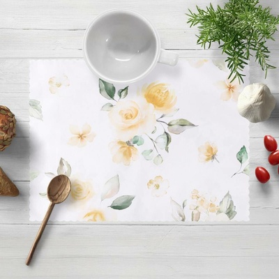 Biante Teflonové prostírání TF-043 Žluté růže na bílém 35x45cm