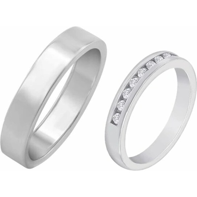 Eppi Snubní eternity prsten s pánským plochým prstenem z platiny Nosian RW35804