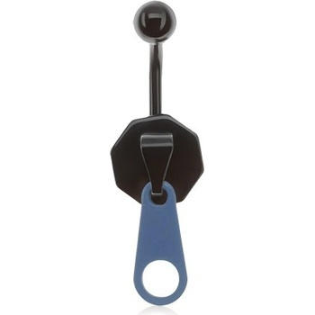 Oceľový piercing do pupka čierno-modrý zips AA38.09