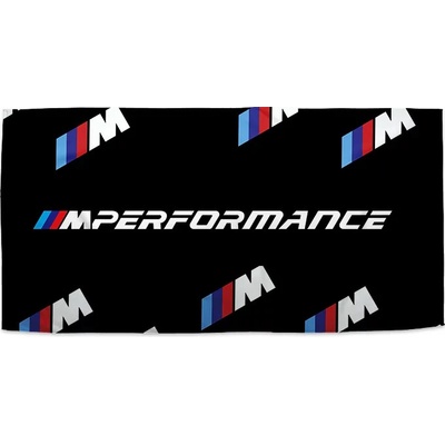 Sablio Ručník s potiskem MPERFORMANCE černý vzor 70 x 140 cm