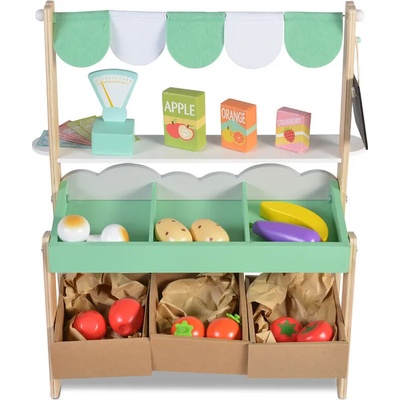 Moni Toys Дървен супермаркет с комплект продукти 4425