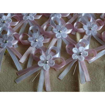 Atlasový vývazek - sv. růžová 330 / bílá s kytičkou – Zboží Mobilmania