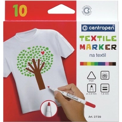 Centropen popisovače na textil 10 farieb 1,8 mm 2739