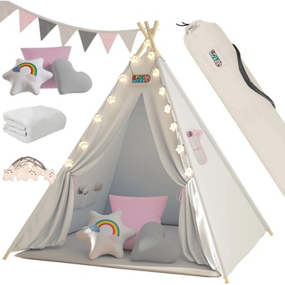 Deuba Dětský stan Teepee 160 x 130 x 130 cm růžový – Zboží Mobilmania