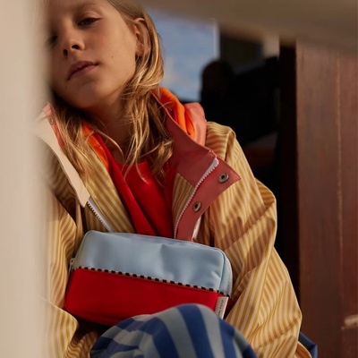 Sticky Lemon small colourblocking zissou blue red hat