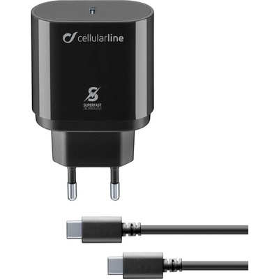 Cellularline Зарядно Power Delivery за Samsung 220V USB C - USB C 25W, Черно