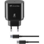 Cellularline Зарядно Power Delivery за Samsung 220V USB C - USB C 25W, Черно