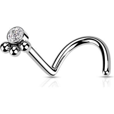 Šperky4U zahnutý piercing do nosu se zirkonem N0165-ST