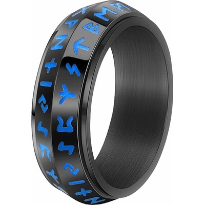 Nefertitis Pánský ocelový prsten Černé runy NF55649